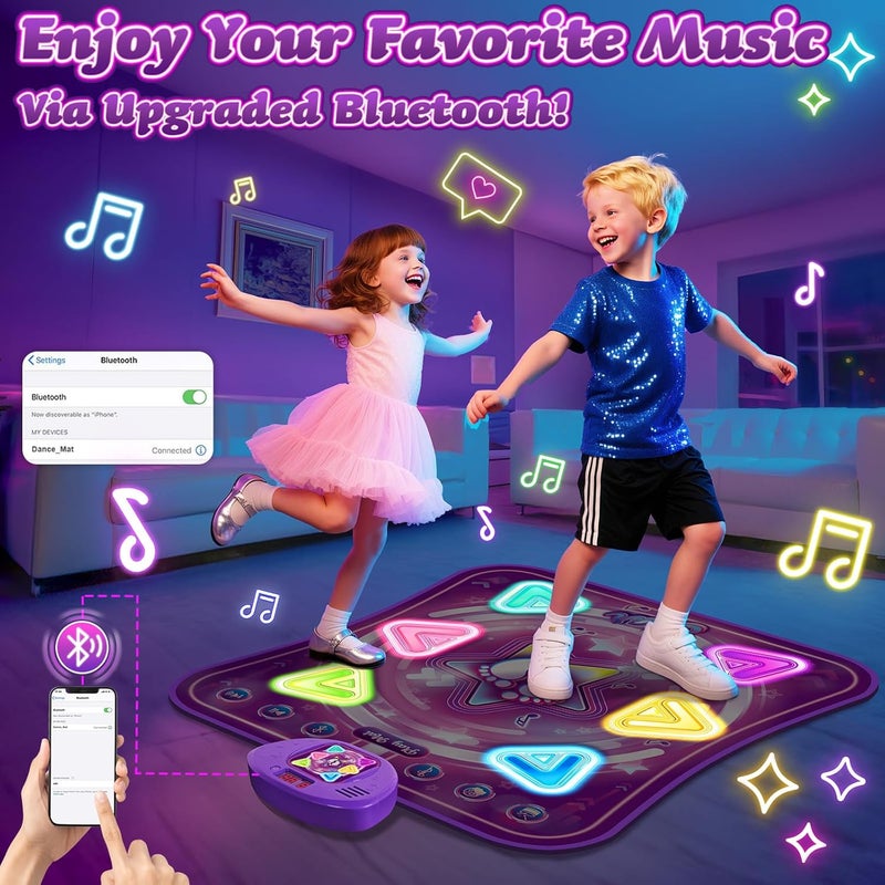 Handwell Dance Mat for Girls, Light-up 6-Button Dance Pad with Wireless Bluetooth & 5 Game Modes, Kids Electronic Dance Mats Musical Dancing Toys Christmas Birthday Gifts for Boys Girl Aged 3 4 5 6 7 8 9 10+ - Image 5